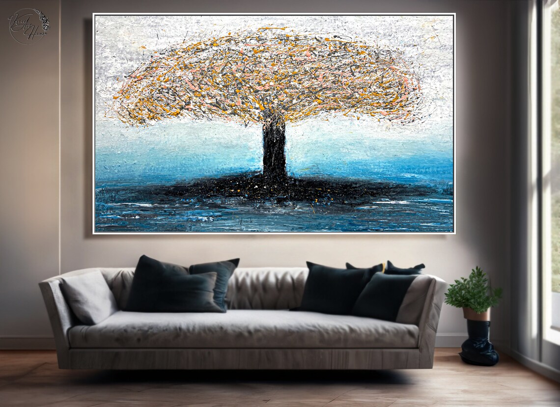 Original Tree Art On Wall Art Large Wall Decor Abstract Painting Oversized Tree Wall Art Textured Painting - Image 4