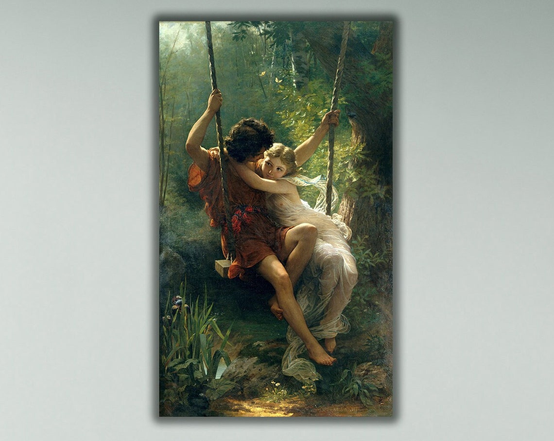 Pierre Auguste Cot Springtime Swing Couple Romantic Forest Art Poster