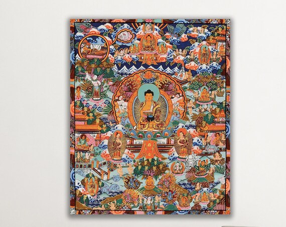 Buddha Life Story Canvas Art Buddhism Poster