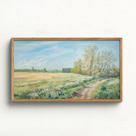 Springtime Frame Tv Art Spring Frame Wall Decor Rustic Vintage Farmhouse Oil Painting 16 X 9 4k
