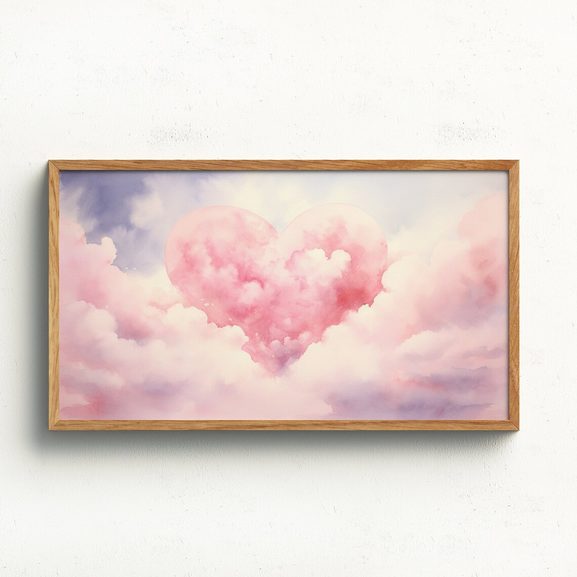 Pink Heart Cloud Watercolor Sky Romantic Love Valentine Poster