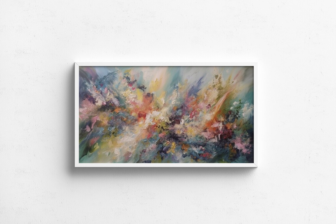 Frame Tv Art Abstract Light Pastel Colors Textured Oil Painting Airy Decor Texture Soft - Image 2