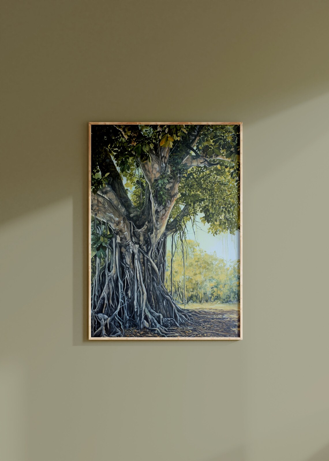 Banyan Tree Print Nature Oil Painting Banian Tree Wall Art Decor - Image 2