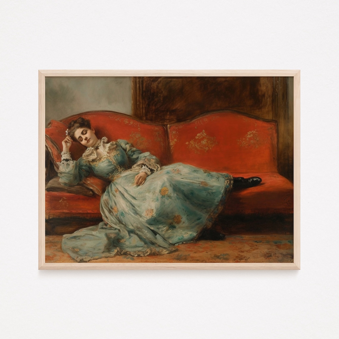 Victorian Woman on Couch, Vintage Portrait Art Print - Image 2
