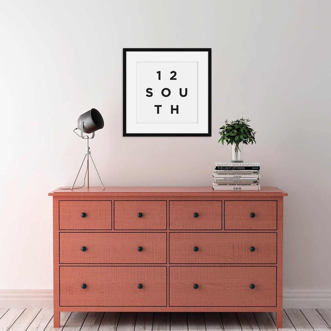 12 South Nashville Tennessee Minimalist Block Letter Typography Poster