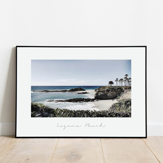 Laguna Beach California Coastline Photography Print with Script
