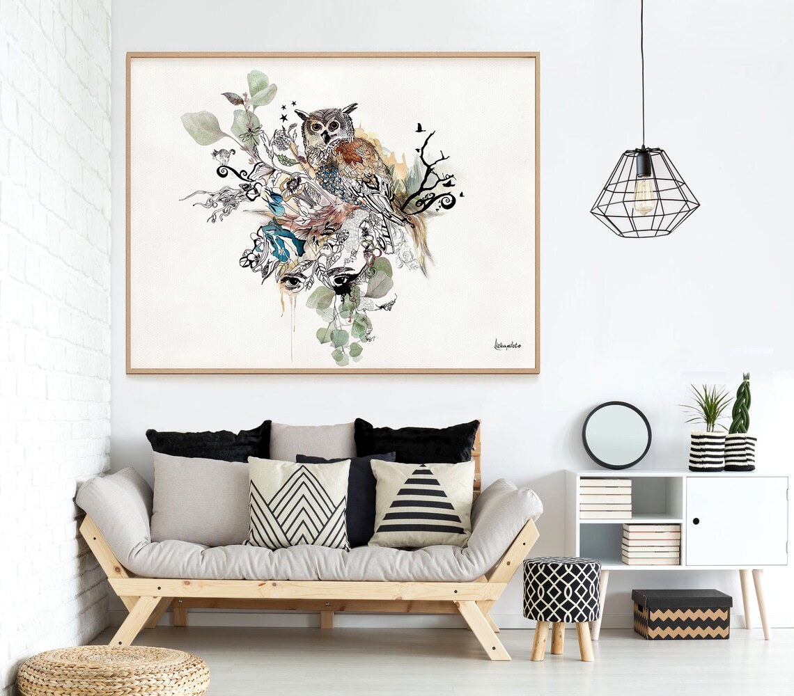 Owl Watercolor Art Print, Wildlife Wall Decor - Image 2