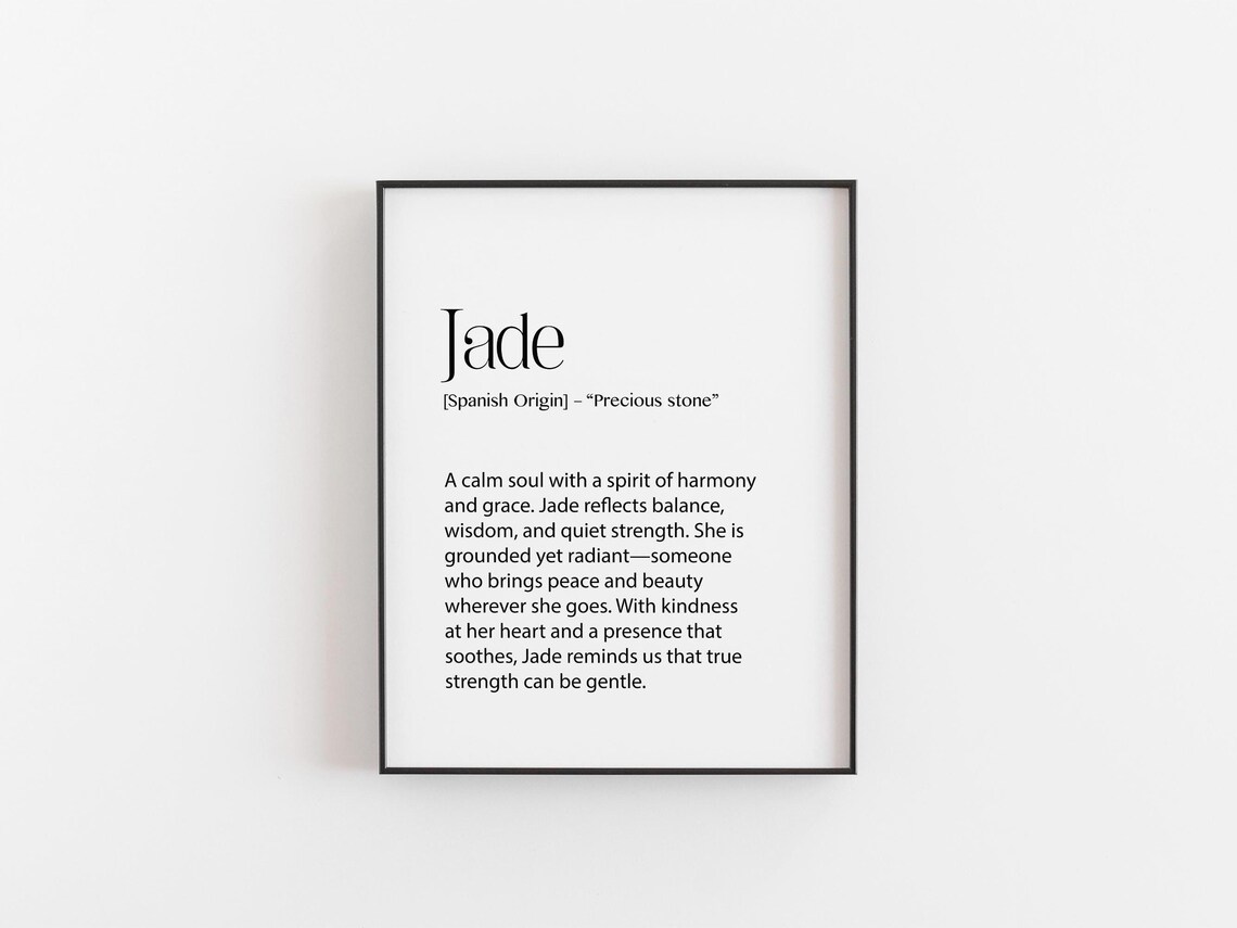 Jade Name Meaning Print, Personalised Wall Art