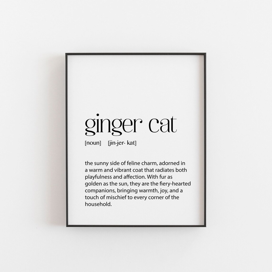 Ginger Cat Definition Art Print, Home Decor