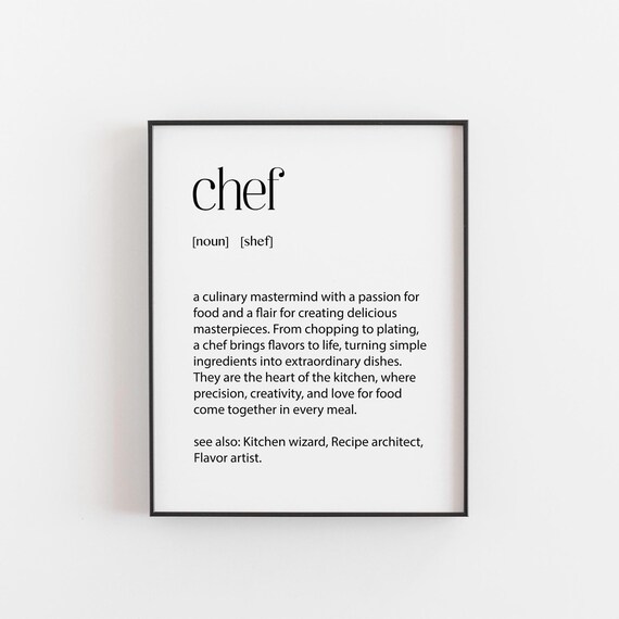 Chef Definition Culinary Mastermind Kitchen Wizard Word Poster