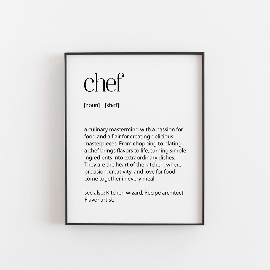 Chef Definition Culinary Mastermind Kitchen Wizard Word Poster