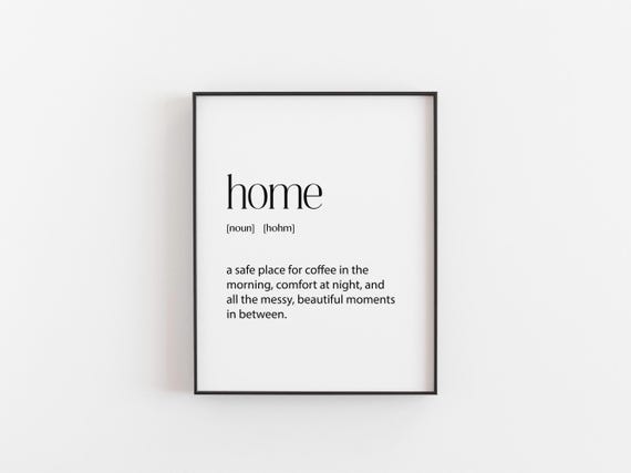 Home Definition Print, Minimalist Typography Poster