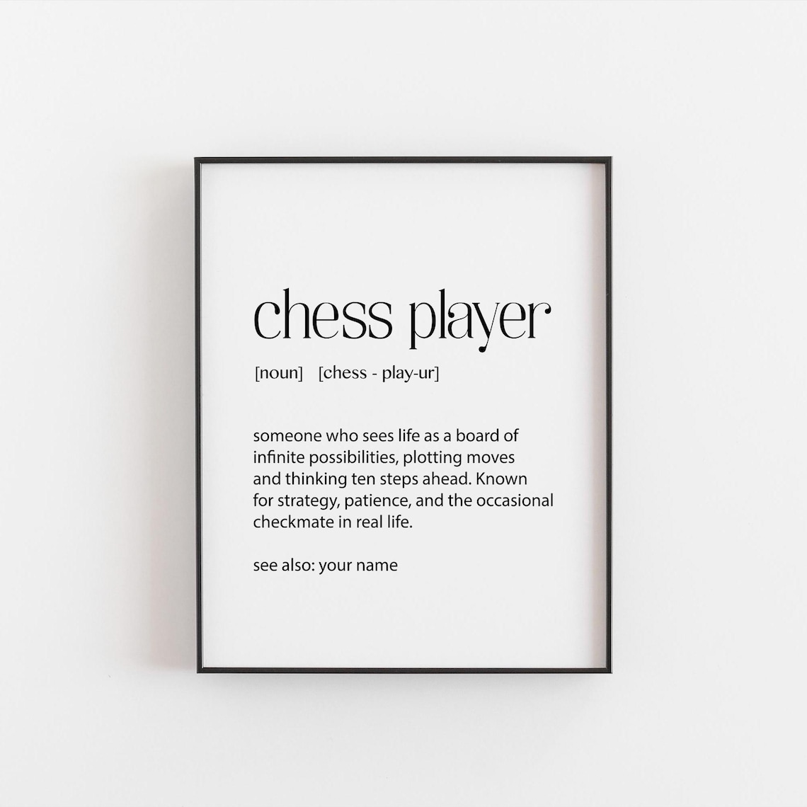 Custom Chess Player Print, Gift for Lovers
