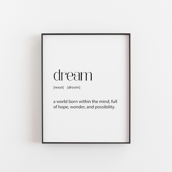 Dream Definition Quote Inspirational Mind Hope Minimalist Charm Poster