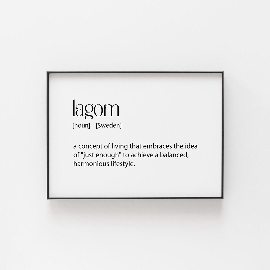 Lagom Swedish Living Concept Just Enough Definition Poster Art