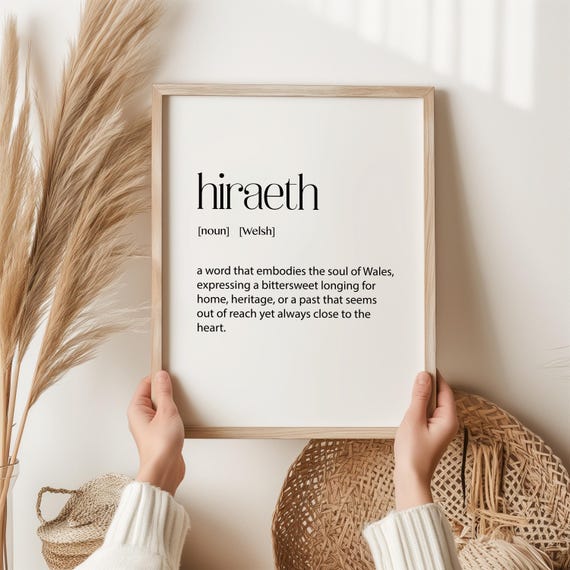 Hiraeth Welsh Definition Poster, Sentimental Gift