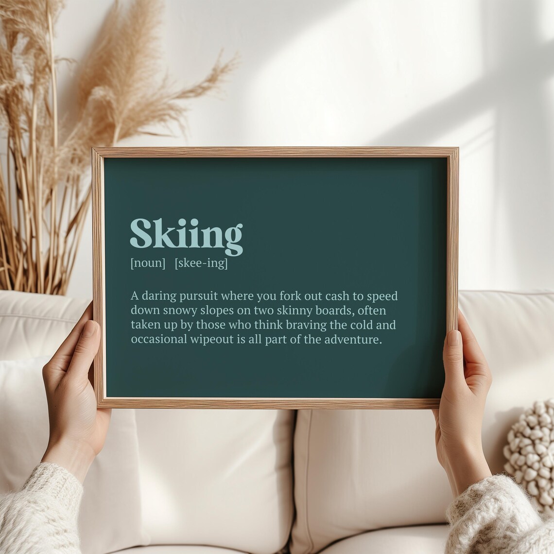 Funny Skiing Print, Humorous Winter Sports Decor