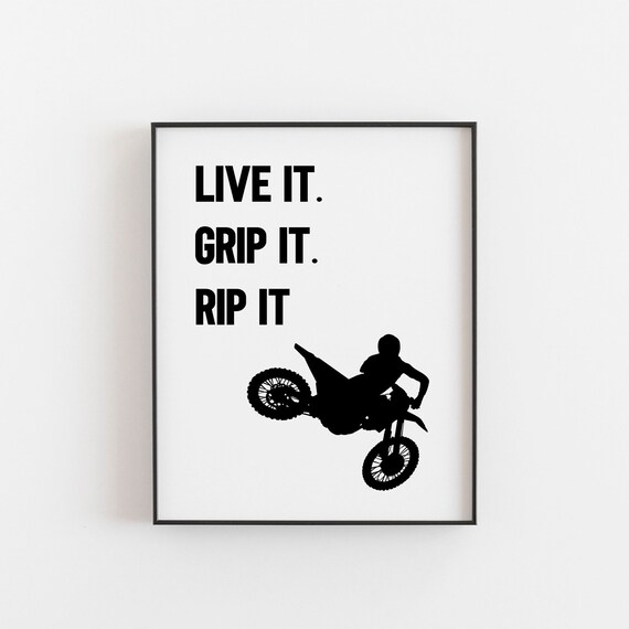 Motocross Gift Live It Grip Rip Motor Racing Dirt Bike Decor Motorcycle Gifts For Men Poster Dirtbike