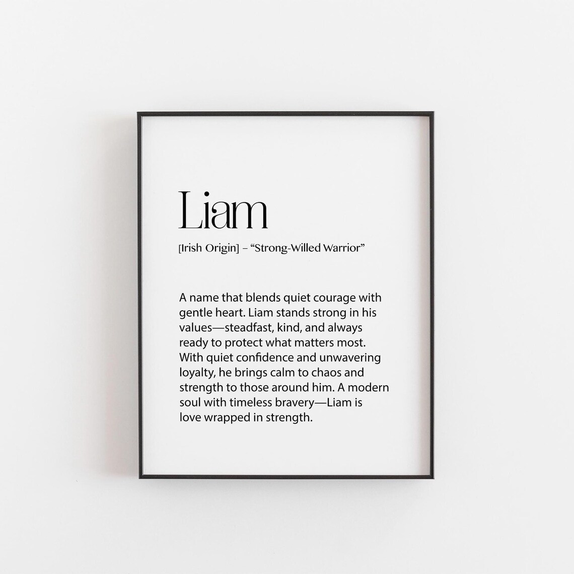 Liam Name Meaning Art Print, Irish Nursery Decor