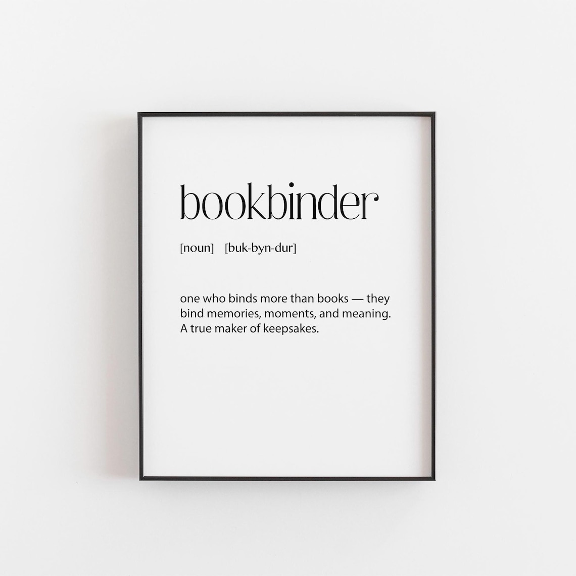 Bookbinder Definition Literary Poster for Book Lovers and Maker Gifts