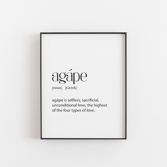 Agape Definition Print Greek Wall Art Minimalist Design Inspirational Home Decor Religious Gift