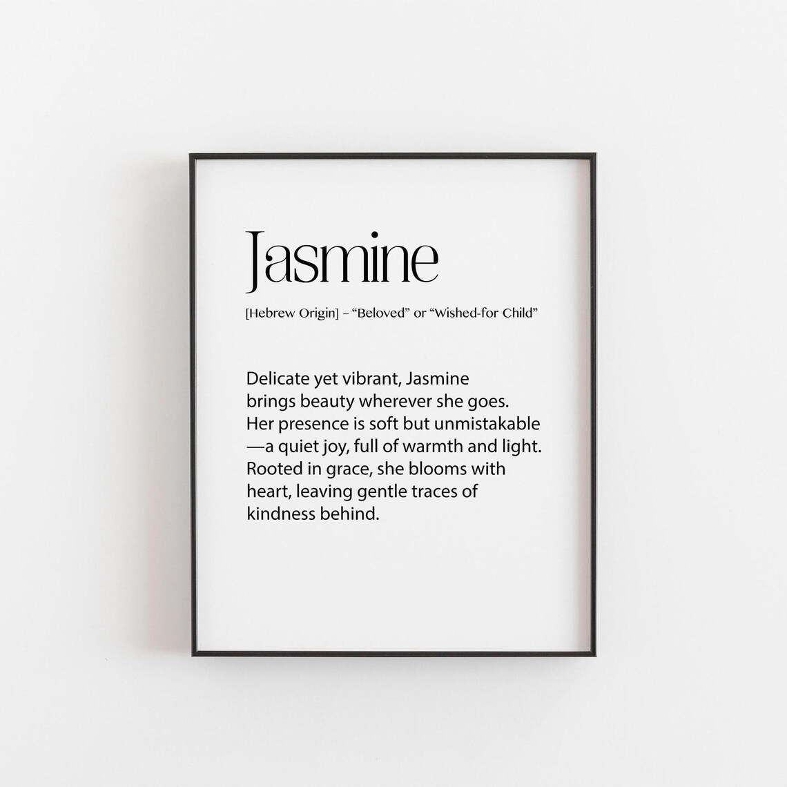 Jasmine Name Meaning Beloved Wished For Child Personalized Nursery Poster