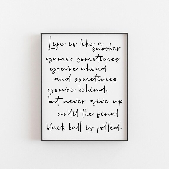 Snooker Motivational Gift Inspirational Print For Players Perfect Cue Sports Idea Decor And Fans