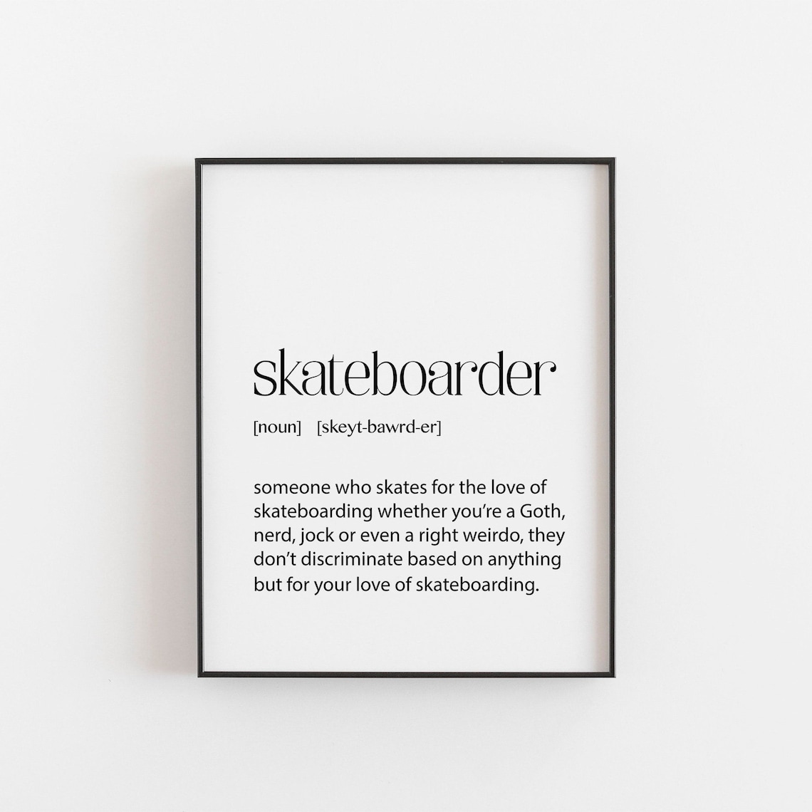 Skateboarder Gift Definition, Skateboard Art Poster