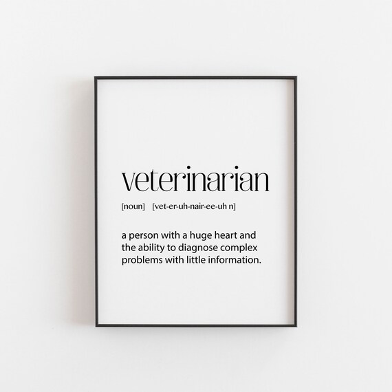 Veterinarian Dictionary Definition Funny Heartfelt Quote Gift Wall Poster