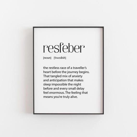 Resfeber Definition Travel Quote Art Print