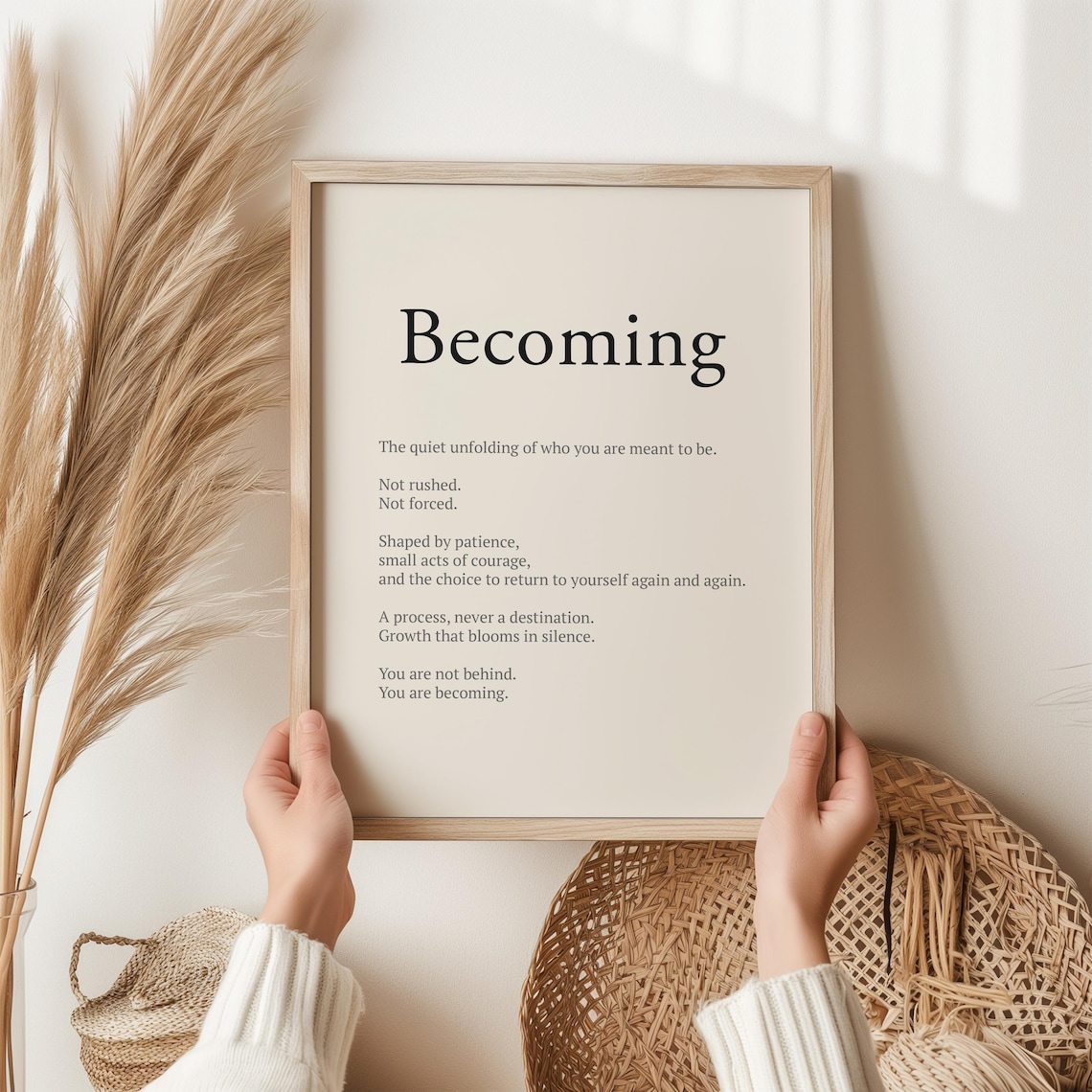 Becoming Minimalist Quote Art Print, Self Growth