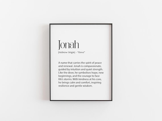 Jonah Name Meaning Minimalist Typography Art Print