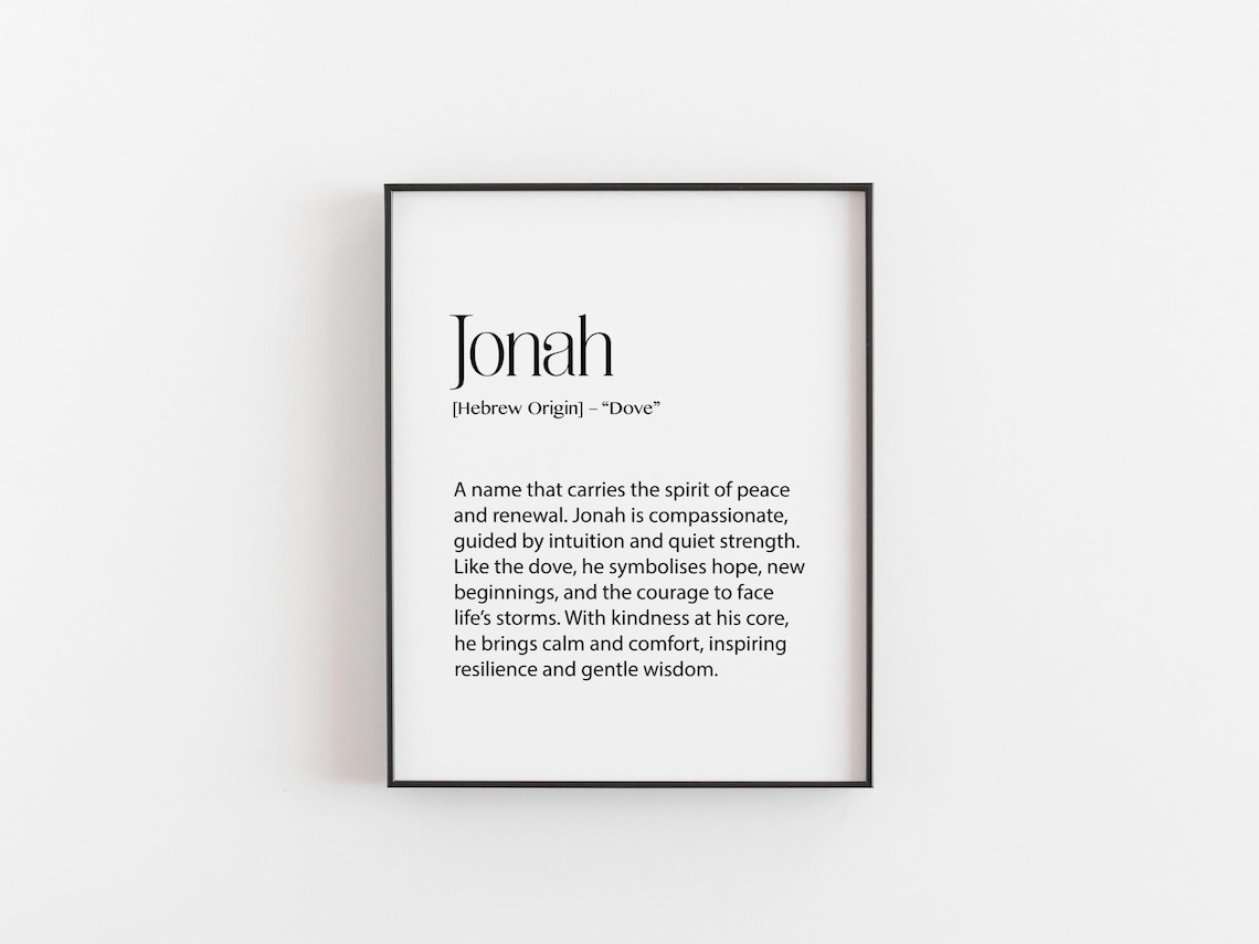 Jonah Name Meaning Minimalist Typography Art Print