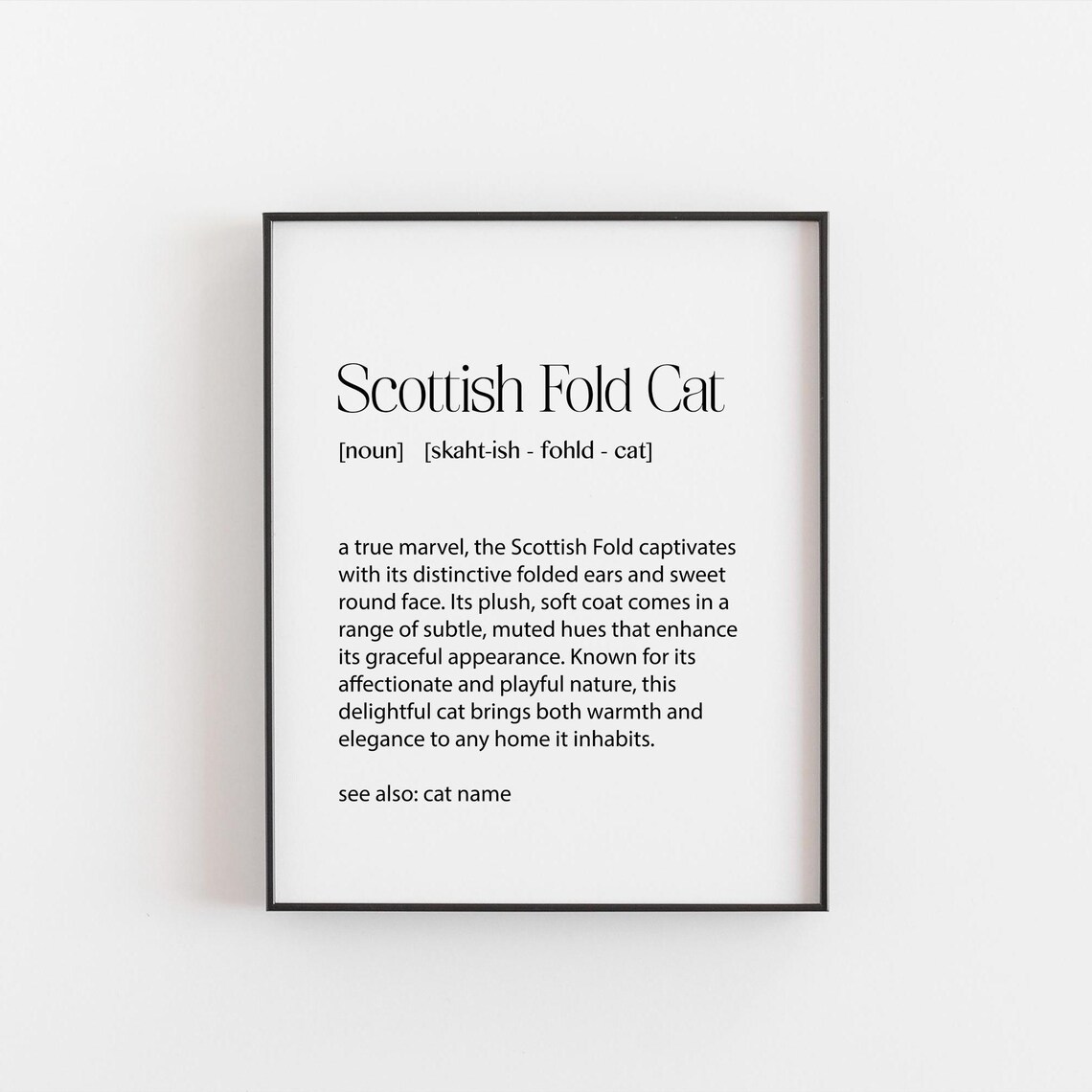 Personalised Scottish Fold Cat Definition Art Print