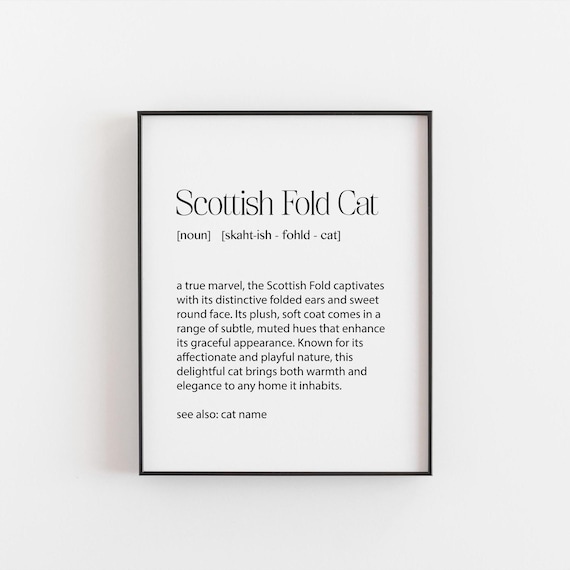 Personalised Scottish Fold Cat Definition Art Print