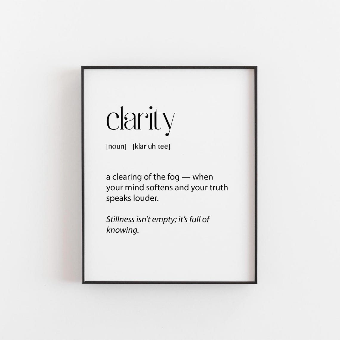 Clarity Wall Art Print Mindful Definition Decor For Meditation Therapy Journaling Wellness Gift Minimalist Calm Home Office Poster