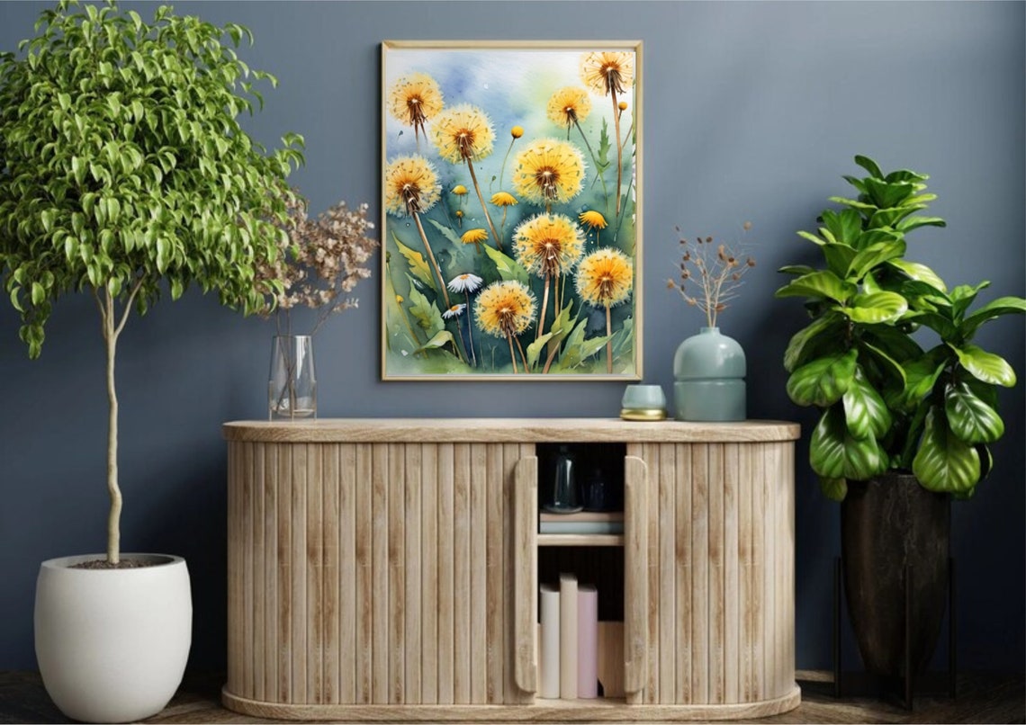 Dandelion Seed Heads Botanical Meadow Watercolor Flower Poster - Image 3