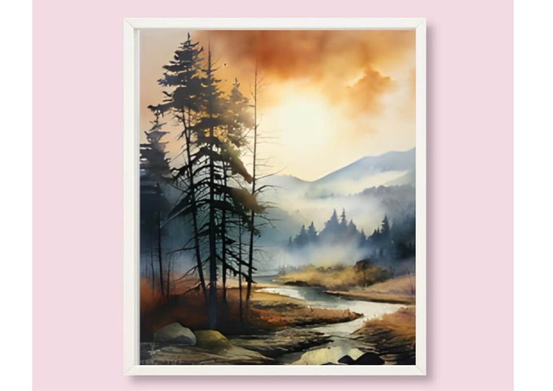Appalachian Mountains Watercolor Landscape Art Print - Image 6