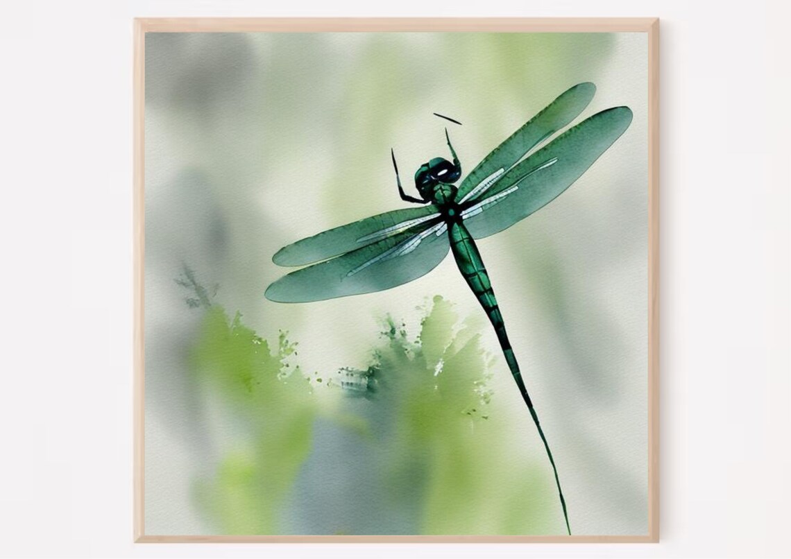 Dragonfly Watercolor Print, Botanical Wall Art - Image 6
