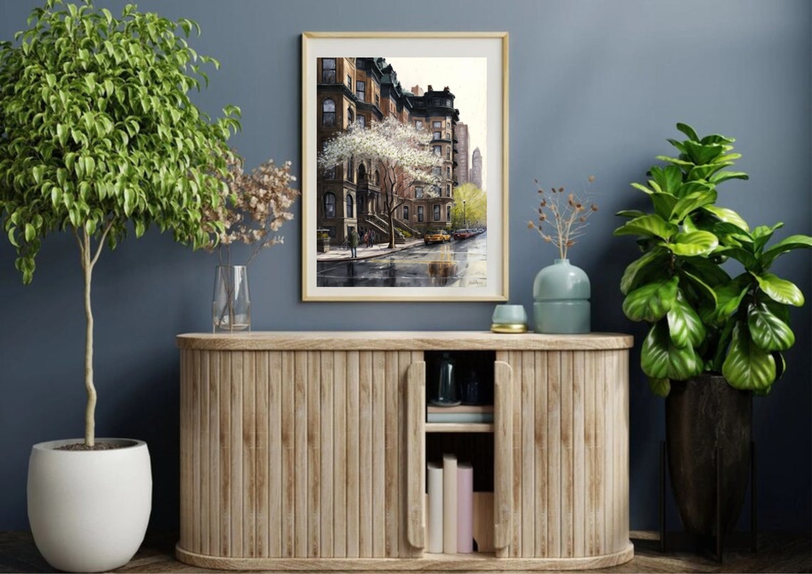 New York City Painting Spring Cityscape Watercolor Art Print Urban Art Print New York Street Spring Landscape Wall Art Travel Art Poster - Image 5