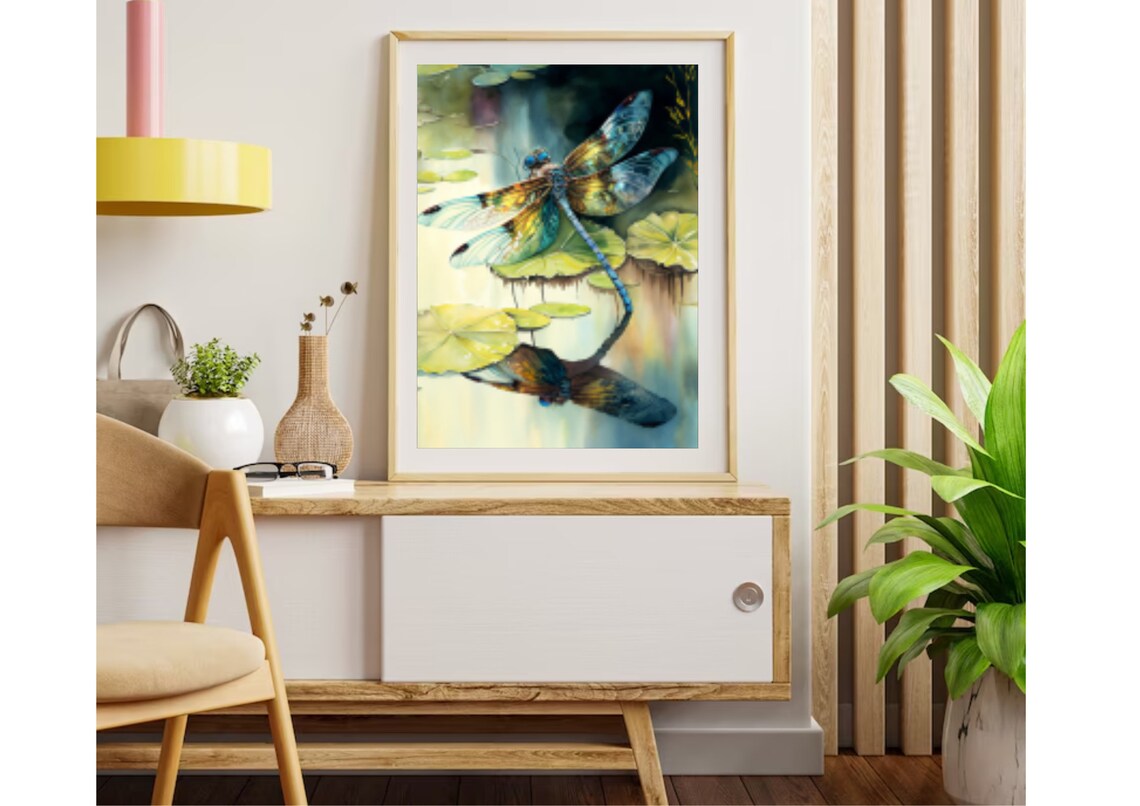 Dragonfly Watercolor Art Print, Botanical Insect - Image 5