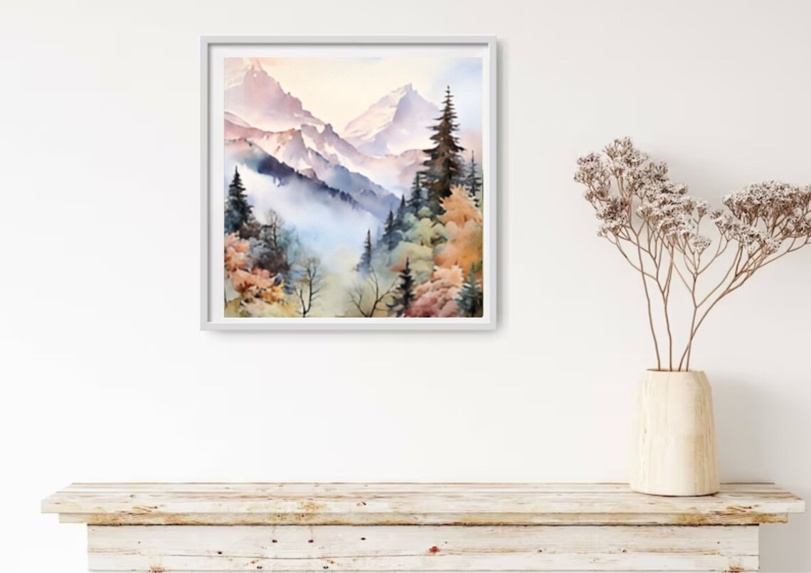 Rocky Mountains Watercolor Art Print, Colorado Landscape - Image 2