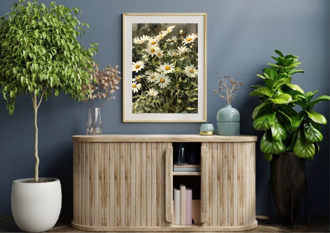White Daisy Wildflowers Meadow Watercolor Floral Garden Art Poster - Image 3