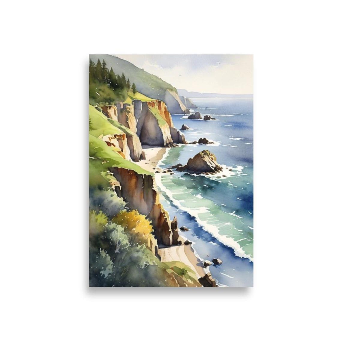 Big Sur Painting California Coast Watercolor Art Print Travel Wall Print Seascape Art California Coastline Artwork Big Sur Art Poster - Image 3