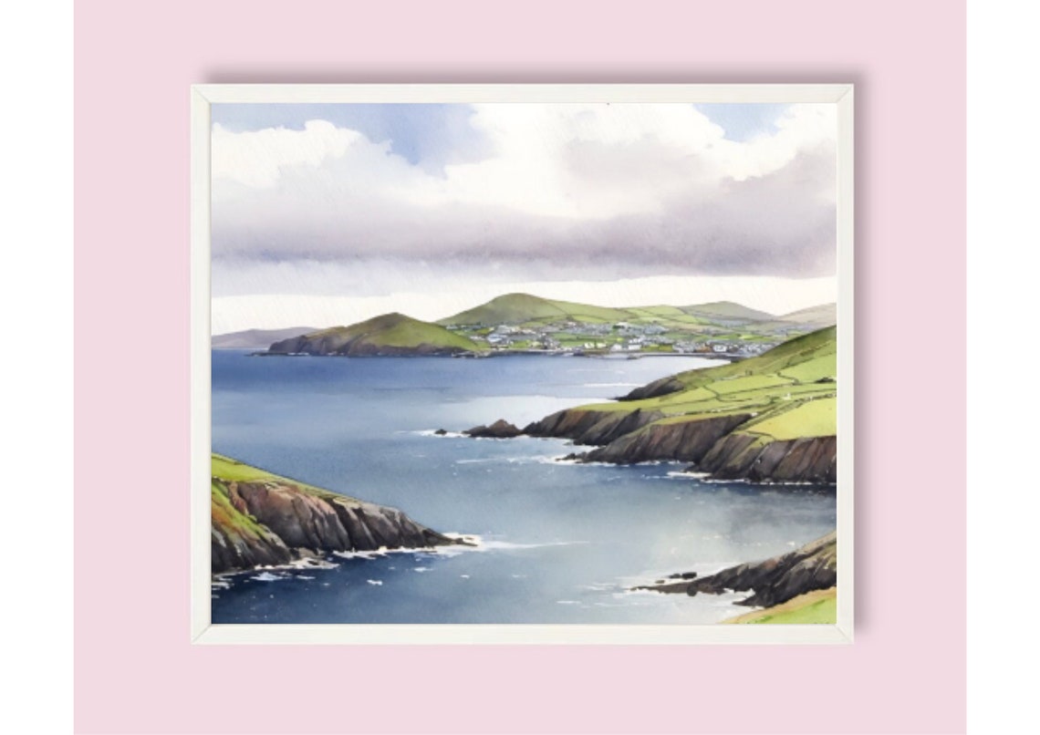 Dingle Peninsula Ireland Irish Coastline Cliffs Watercolor Poster - Image 6