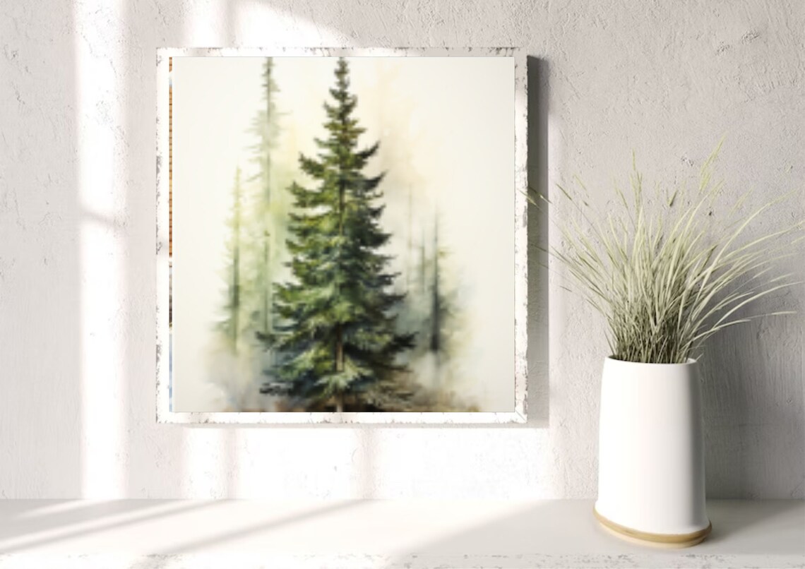 Pine Tree Painting, Evergreen Watercolor Art Print - Image 4