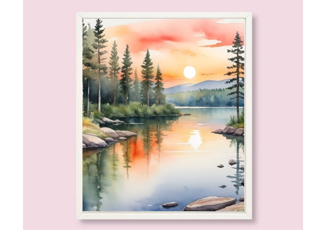 Big Bear Lake, California Watercolor Art Print - Image 6