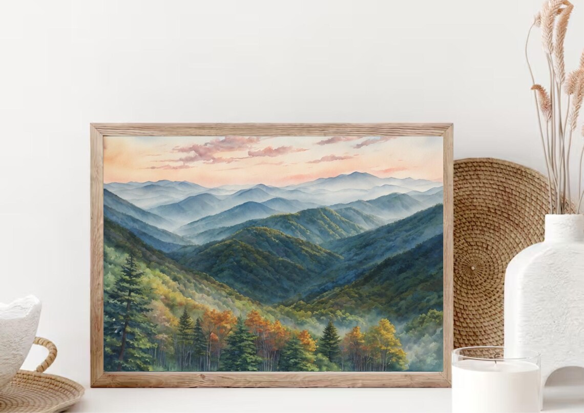 Appalachian Mountains Watercolor Art Print, Smoky - Image 4