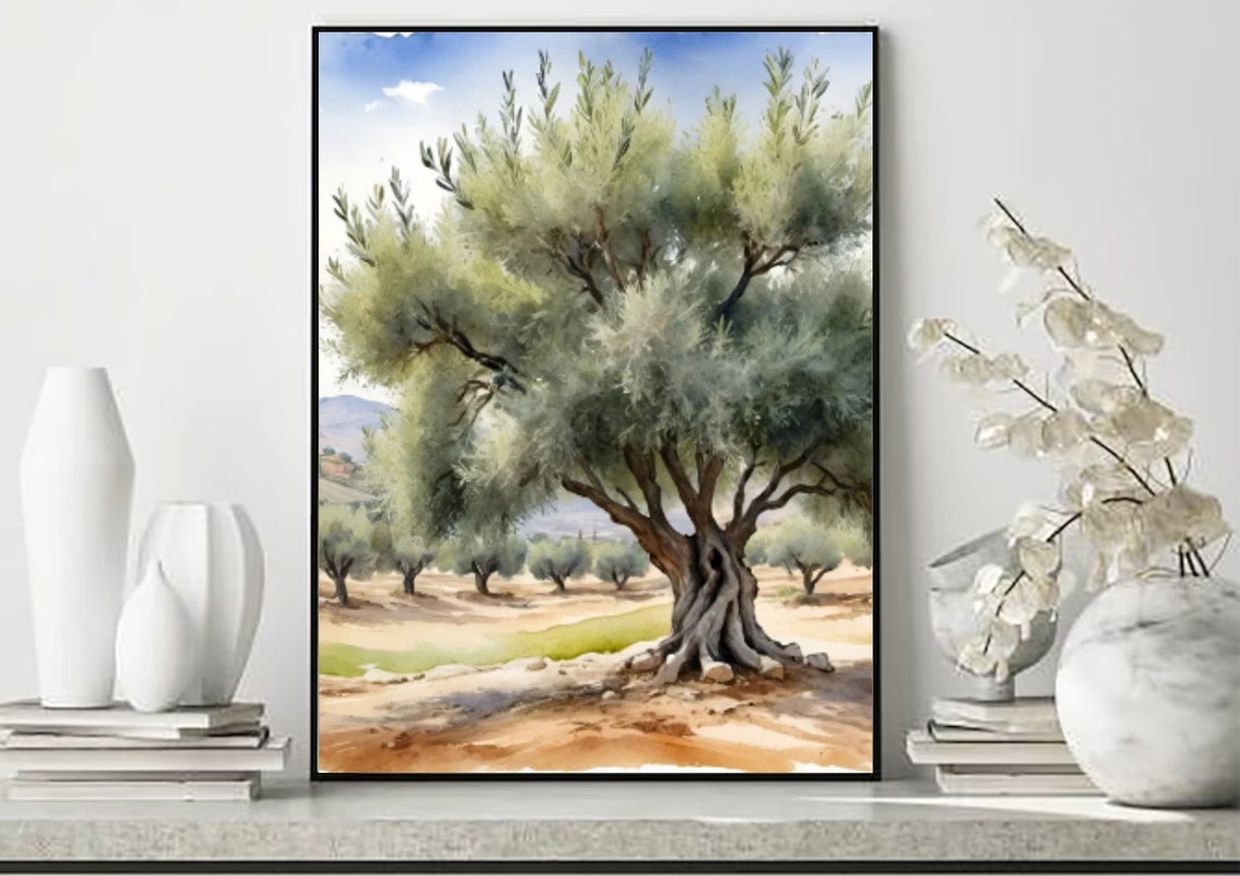 Santa Ynez Painting Olive Tree Watercolor Art Print California Country Landscape Wall Art Olive Plant Art Farmland Art Farmhouse Wall Decor - Image 5