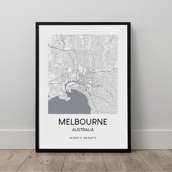 Melbourne Map Print Australia Poster Travel Wall Art Gift